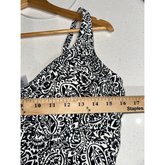 Land’s End Women’s One Piece Swim Suit Adjustable Strap Black Floral Modest XL - Picture 6 of 9